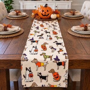 Hallow Home Halloween Table Runner 15 x 90 Costume Dogs Pumpkin Fall Decor